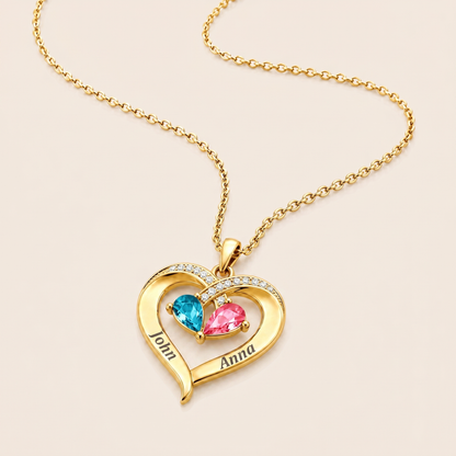To My Wife - Birthstone Heart Necklace