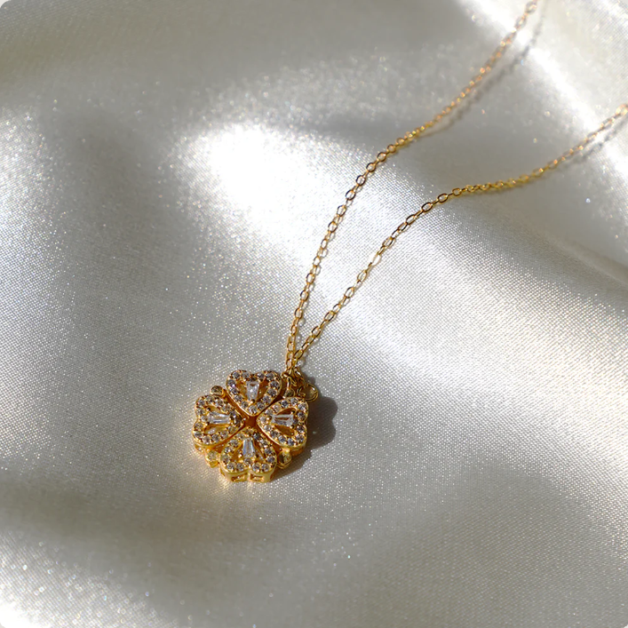 Daughter's 4-Leaf Clover "Lucky Charm" Necklace and Forever Red Gift Box