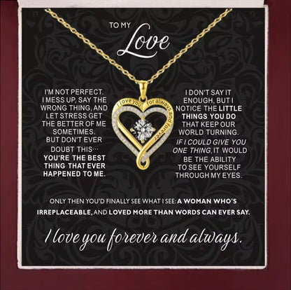 Engraved Heart Necklace with Wooden Box (To My Love)