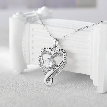 "To My Wife" Engraved Heart Necklace with Wooden LED Box