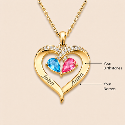 To My Wife - Birthstone Heart Necklace