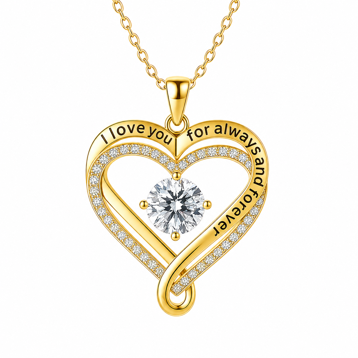Engraved Heart Necklace with Wooden Box